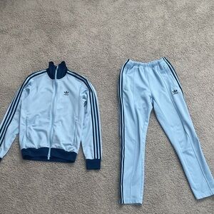 Adidas Sky Blue Tracksuit with Navy Accents